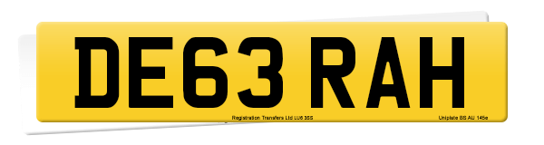 Registration number DE63 RAH